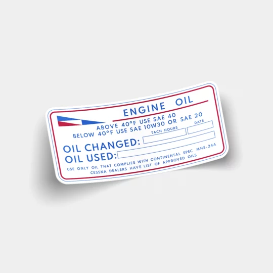 Cessna Oil Change Sticker